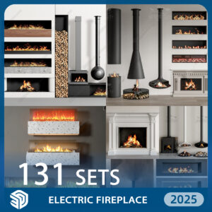 Electric Fireplace SKP Models - 131 Sets SketchUp Collection | ID196