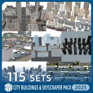 City Buildings skp & Skyscraper Pack SketchUp SKP Download - 115 Sets| ID603
