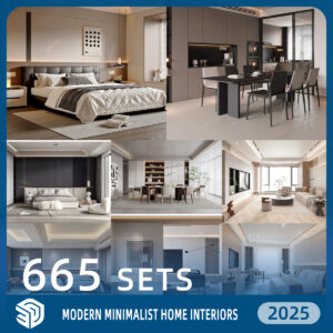 Modern Minimalist Home Interiors SketchUp Models - 665 Sets SKP | IDS941