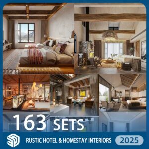 Rustic Hotel & Homestay Interiors SketchUp Models - 163 Sets SKP Download | IDS948
