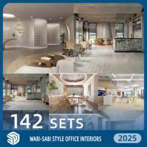 Wabi-Sabi Style Office Interiors SketchUp Models - 142 Sets SKP Download | IDS992