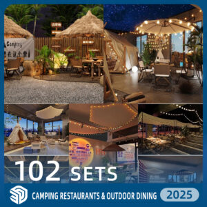 Camping Restaurants & Outdoor Dining SketchUp Models - 102 Sets SKP Collection | IDSU3125