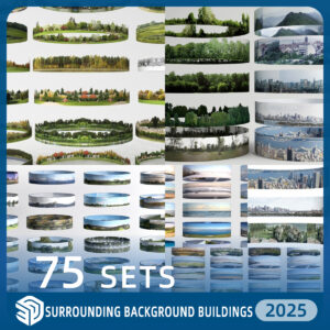 Surrounding Background Buildings SketchUp Models - 75 Sets SKP Collection | ID S933