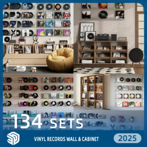 Vinyl Records Wall & Cabinet SketchUp Models - 134 Sets SKP Collection | IDS1705