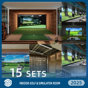 Indoor Golf & Simulator Room SketchUp Models - 15 Sets SKP Collection | IDS1791