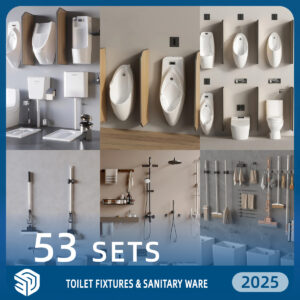 Toilet Fixtures & Sanitary Ware SketchUp Models - 53 Sets SKP Collection | ID935