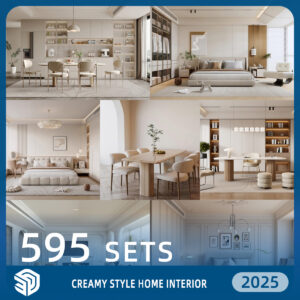 Creamy Style Home Interior SketchUp Models - 595 Sets SKP Download | IDS200