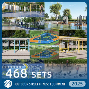 Outdoor Street Fitness Equipment SketchUp Models - 468 Sets SKP Collection | IDS568