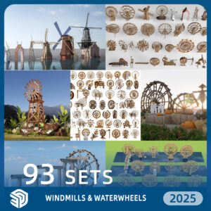 Windmills & Waterwheels SKP Models - 93 Premium SketchUp Models Collection | ID895