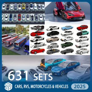 Cars, Motorcycles & RV SketchUp Models - 631 Sets SKP Vehicle Collection | IDSU440